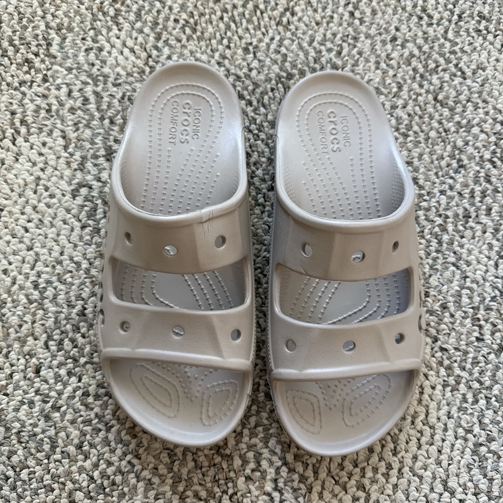 CROCS Taupe Slide Sandals - Picture 2 of 4